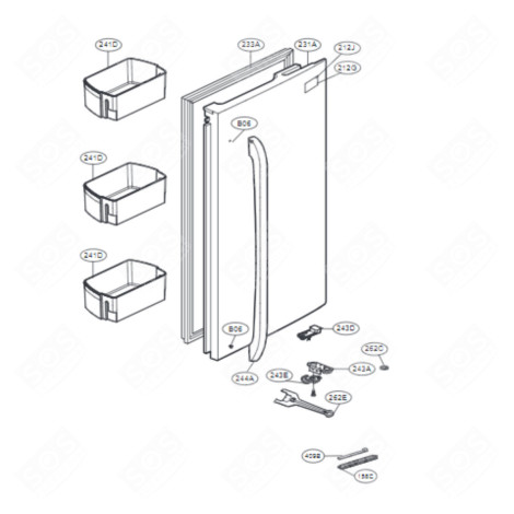 JOINT DE PORTE (PARTIE RÉFRIGÉRATEUR) COTÉ DROIT  D'ORIGINE (233A) FRIGO, RÉFRIGÉRATEUR, CONGÉLATEUR - ADX72930475