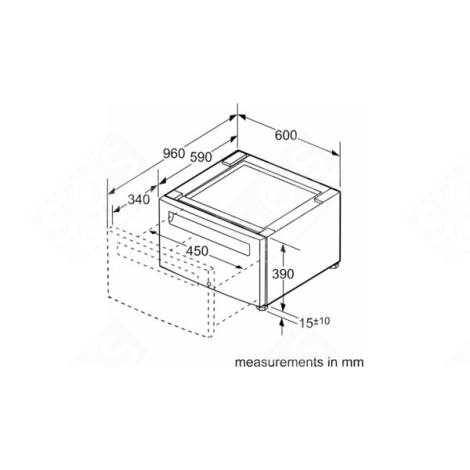 PALIER AVEC GLISSIÈRE MACHINE À LAVER, LAVE-LINGE - 17005338