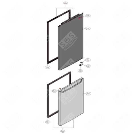 PORTE (PARTIE CONGÉLATEUR) REPÈRE 201A FRIGO, RÉFRIGÉRATEUR, CONGÉLATEUR - ADD76195973