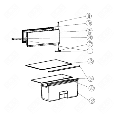 PORTILLON DE FREEZER (REPÈRE 29) FRIGO, RÉFRIGÉRATEUR, CONGÉLATEUR - 693L88