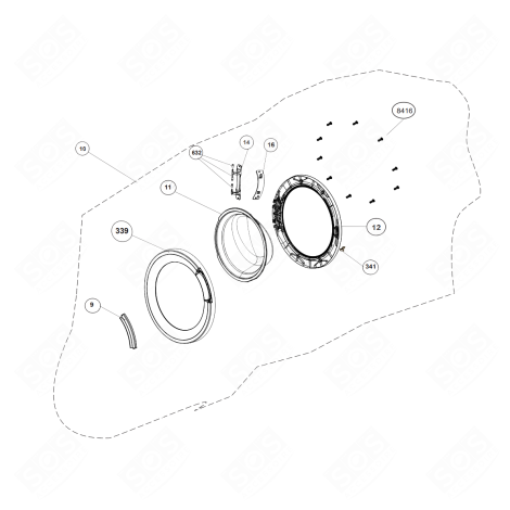 HUBLOT COMPLET (REPÈRE 10) MACHINE À LAVER, LAVE-LINGE - 2498900100