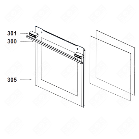 PORTE EXTERNE (REPÈRE 305) FOUR, CUISINIÈRE - AS0078220