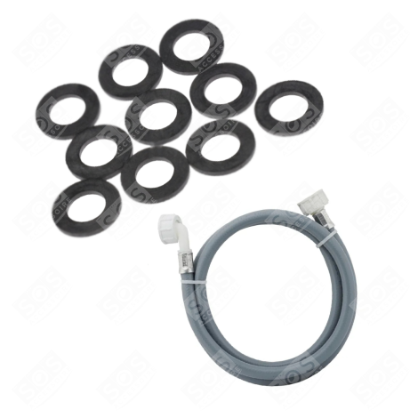 TUYAU D'ARRIVÉE D'EAU UNIVERSEL  LIVRÉ AVEC LES JOINTS 20/27 AVEC RACCORDS DROIT X COUDÉ (L2500MM 3/4 F X 3/4 C) MACHINE À LAVER, LAVE-LINGE - 3666356333338