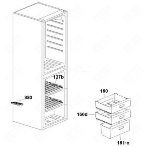 BAC CONGÉLATEUR (REPÈRE 160D) FRIGO, RÉFRIGÉRATEUR, CONGÉLATEUR - HK4065679, 49039205