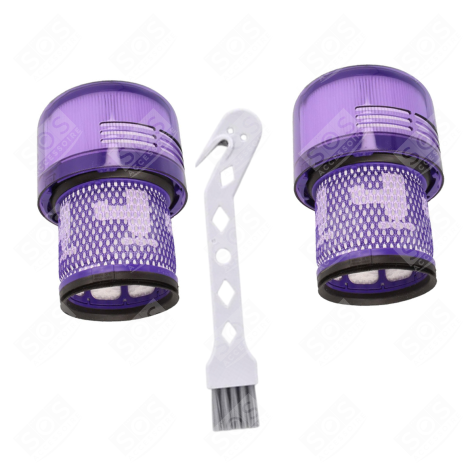 LOT DE 2 FILTRES HEPA COMPATIBLE V11 V12 V15 AVEC BROSSE DE NETTOYAGE ASPIRATEUR - 970013-02, 970013-02
