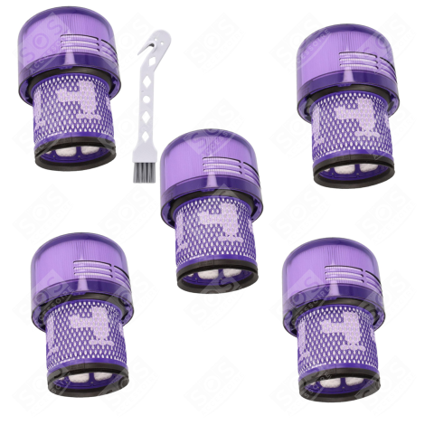 LOT DE 5 FILTRES HEPA COMPATIBLE V11 V12 V15 AVEC BROSSE DE NETTOYAGE ASPIRATEUR - 970013-02, 970013-02