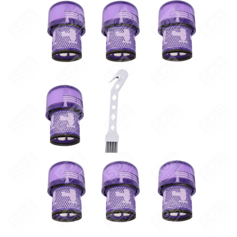 LOT DE 7 FILTRES HEPA COMPATIBLE V11 V12 V15  AVEC BROSSE DE NETTOYAGE ASPIRATEUR - 970013-02, 970013-02