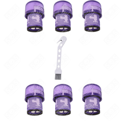 LOT DE 6 FILTRES HEPA COMPATIBLE V11 V12 V15 AVEC BROSSE DE NETTOYAGE ASPIRATEUR - 970013-02, 970013-02