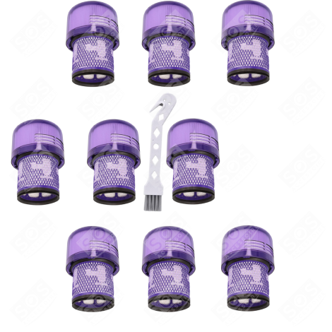 LOT DE 9 FILTRES HEPA COMPATIBLE V11 V12 V15 AVEC BROSSE DE NETTOYAGE ASPIRATEUR - 970013-02, 970013-02