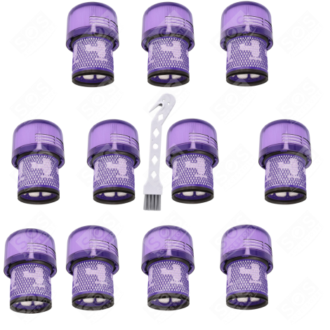 LOT DE 11 FILTRES HEPA COMPATIBLE V11 V12 V15 AVEC BROSSE DE NETTOYAGE ASPIRATEUR - 970013-02, 970013-02