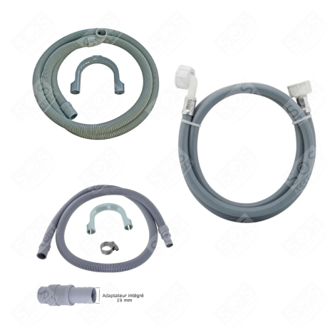 KIT TUYAU D'ARRIVÉE D'EAU UNIVERSEL 5000MM AVEC TUYAU DE VIDANGE ET RALLONGE (2500+2500MM) MACHINE À LAVER, LAVE-LINGE - 3666356129771