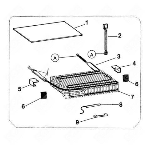RESISTANCE ÉVAPORATEUR  (REPÈRE 3) FRIGO, RÉFRIGÉRATEUR, CONGÉLATEUR - C00196990