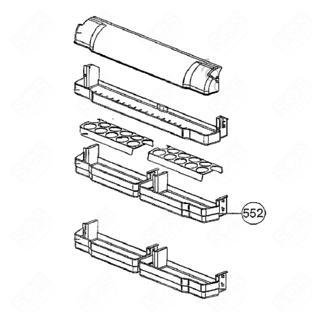 BALCONNET DEMIE LARGEUR DE PORTE (REPÈRE 552) FRIGO, RÉFRIGÉRATEUR, CONGÉLATEUR - 42009737