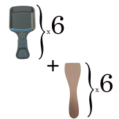 Lot de 6 coupelles à raclette et 6 pelles en bois pour Poêlon, spatule raclette
