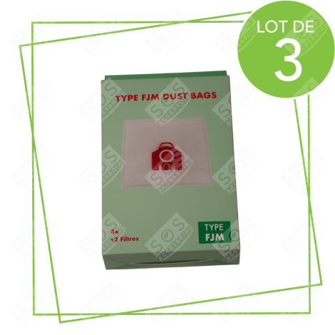 LOT DE 3 BOÎTES DE 4 SACS À POUSSIÈRE SYNTHÉTIQUES FJM COMPATIBLES ASPIRATEUR - 9917710