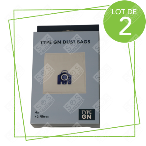 LOT DE 2 SACS À POUSSIÈRE GN COMPATIBLES X4 ET 2 FILTRES ASPIRATEUR - 12281680