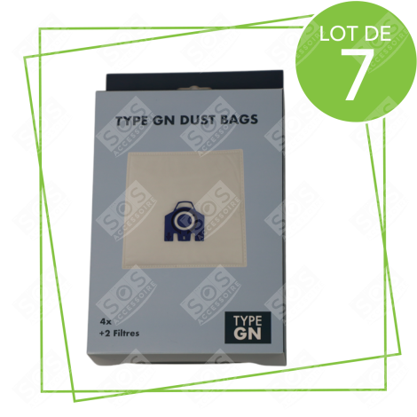 LOT DE 7 SACS À POUSSIÈRE GN COMPATIBLES X4 ET 2 FILTRES ASPIRATEUR - 12281680
