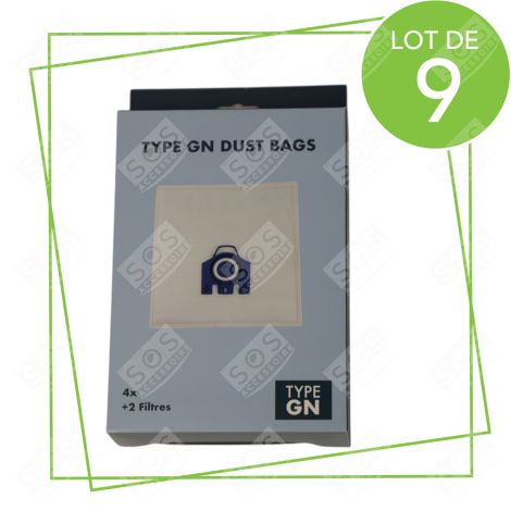 LOT DE 9 SACS À POUSSIÈRE GN COMPATIBLES X4 ET 2 FILTRES ASPIRATEUR - 12281680