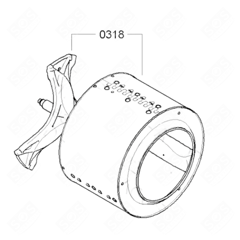 TAMBOUR COMPLET (REPÈRE 0318) MACHINE À LAVER, LAVE-LINGE - 00686119