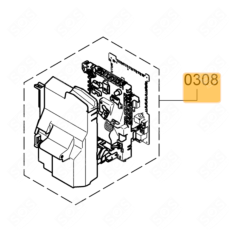 CARTE ÉLECTRONIQUE, MODULE DE PUISSANCE (REPÈRE 0308) MACHINE À LAVER, LAVE-LINGE - 00747963