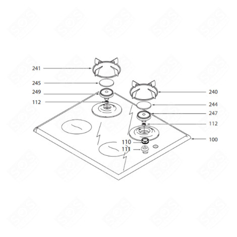 DESSUS VITROCÉRAMIQUE (REPÈRE 100) PLAQUE DE CUISSON - AS0062163