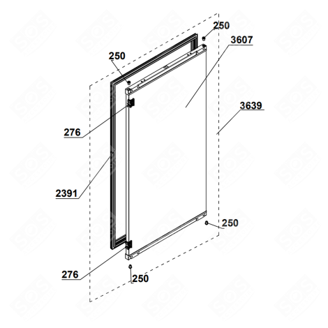 PORTE (PARTIE RÉFRIGÉRATEUR REPÈRE 3639 ) FRIGO, RÉFRIGÉRATEUR, CONGÉLATEUR - 4664610400, 4661730400