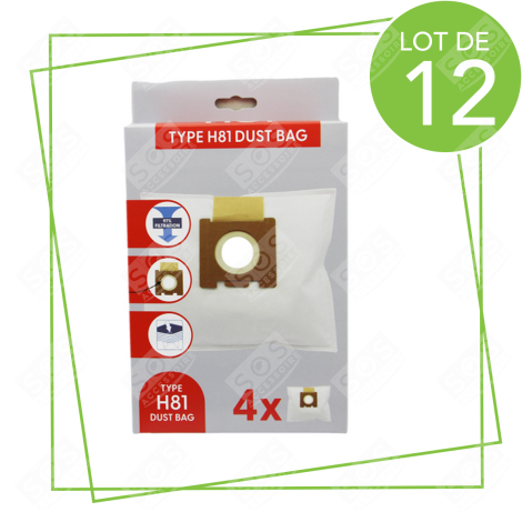 LOT DE 12 BOÎTES DE 4 SACS MICROFIBRE H81 ASPIRATEUR - 35601865