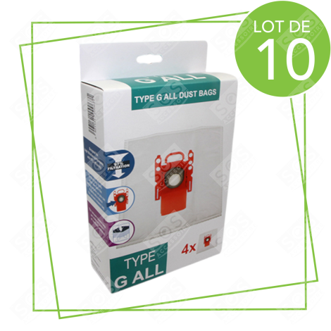 LOT DE 10 BOÎTES DE 4 SACS TYPE G 270 X 60 MM ASPIRATEUR - 00576334,17000940