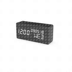 Reveil thermometre bois noir d'origine