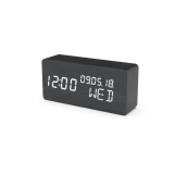 Reveil thermometre bois noir d'origine