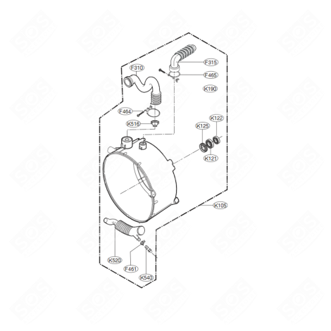 DEMI CUVE ARRIÈRE (REPÈRE K105) MACHINE À LAVER, LAVE-LINGE - AJQ73413816