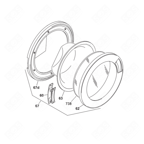 HUBLOT COMPLET (REPÈRE 67) MACHINE À LAVER, LAVE-LINGE - 70004259