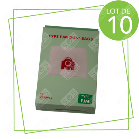 LOT DE 10 BOÎTES DE 4 SACS À POUSSIÈRE SYNTHÉTIQUES FJM COMPATIBLES ASPIRATEUR - 9917710