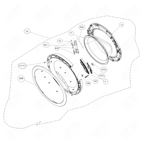 HUBLOT COMPLET (REPÈRE 10) MACHINE À LAVER, LAVE-LINGE - 2493400200