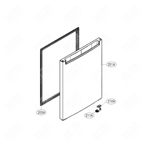 JOINT DE PORTE REPÈRE 203A  (PARTIE CONGÉLATEUR) FRIGO, RÉFRIGÉRATEUR, CONGÉLATEUR - ADX73571122, ADX75739704