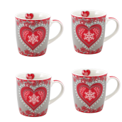 Tasses coeur gris x 4