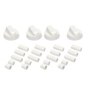 Lot de 4 boutons de four blanc universel avec 20 adaptateurs