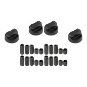 Lot de 4 boutons de four noir universel avec 20 adaptateurs