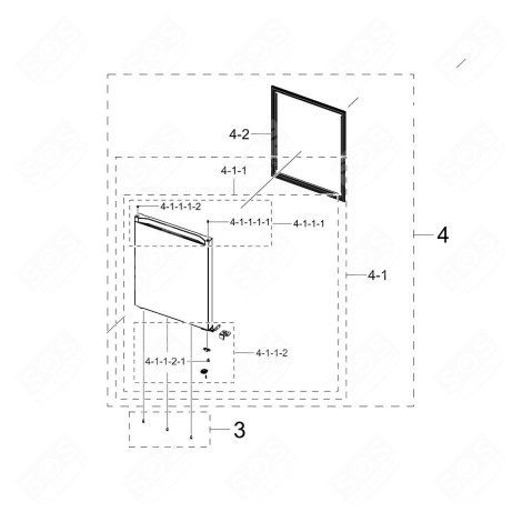 PORTE (PARTIE CONGÉLATEUR, REPÈRE 4) FRIGO, RÉFRIGÉRATEUR, CONGÉLATEUR - DA91-06286G