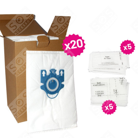 PACK 20 SACS GN + 5 FILTRES ASPIRATEUR - 12281680