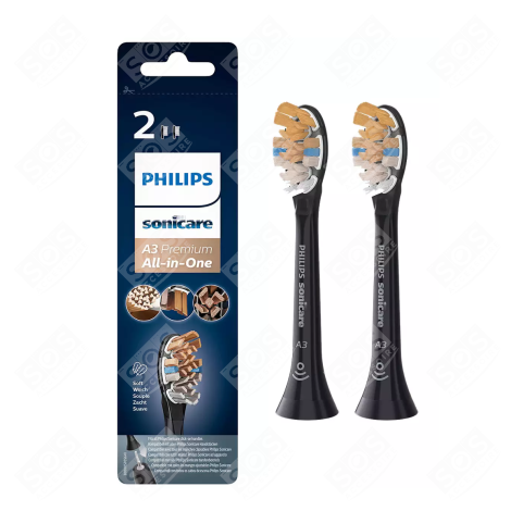 LOT DE 2 TÊTES DE BROSSES À DENTS NOIR SONIQUES BROSSE À DENTS ÉLECTRIQUE - HX9092/11, HX909211