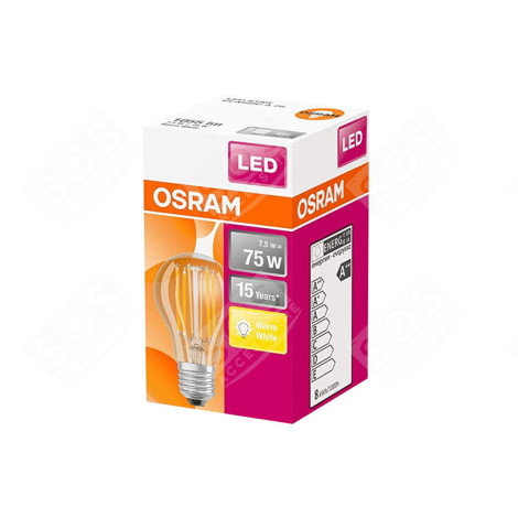 AMPOULE LED RETROFIT CLASSIC A75 - 7,5W/827 230V FIL E27 FS1 D'ORIGINE LUMINAIRE - 4058075112360
