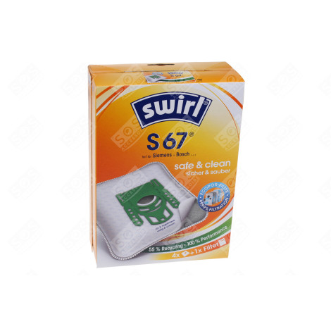 BOITE DE 4 SACS S67 + HEPA FILTRATION D'ORIGINE ASPIRATEUR - 6778334