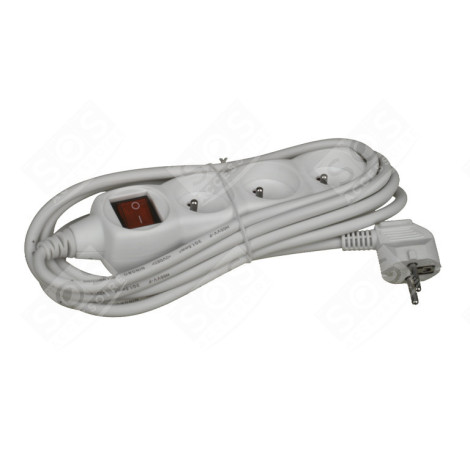 PRISE MULT.BLANC+CORDON 3M + SWITCH 3 X16A/250 ÉLECTRICITÉ, DOMOTIQUE - FKX33M