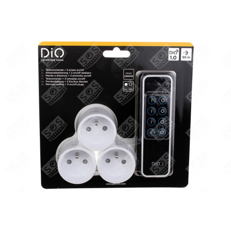 DIO FIRST - 3 PRISES NANO INTERRUPTEURS ET TÉLÉCOMMANDE 3 CANAUX D'ORIGINE ÉLECTRICITÉ, DOMOTIQUE - 54895