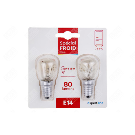 LAMPE / AMPOULE HALOGÈNE FRIGO15 W. E14 LOT DE 2 LAMPES D'ORIGINE FRIGO, RÉFRIGÉRATEUR, CONGÉLATEUR - 646280