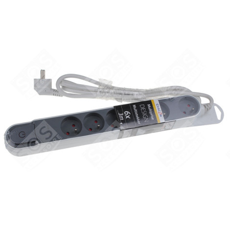 PRISE MULTI. 3M 6X16A AVEC INTER. GRIS FONCE ÉLECTRICITÉ, DOMOTIQUE - 48876