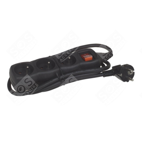 PRISE MULT.NOIR +CORD.3X16A. 1.5 M ÉLECTRICITÉ, DOMOTIQUE - 48024