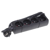 Prise mult+cordon 4x16a rectang. noir 1.5m d'origine