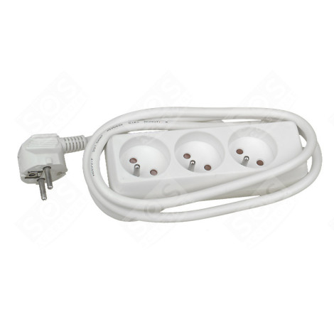 PRISE MULT.BLANC+CORDON 3 X 16 A. 1.5 M ÉLECTRICITÉ, DOMOTIQUE - 48012